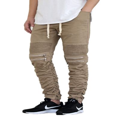 AIRNINE Men's Premium Twill Drop Crotch Jogger Pants S-5XL (Shirring_Khaki, 4X-Large)