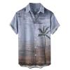 Ymosrh Shirt for Men, Shirts Men Button Down Shirts Striped Shirts Men's Hawaiian Print Short Sleeve Lapel Pocket Shirts Business Casual Shirts Mens Short Up Shirt XXL Short Shirt (XXL, Sky Blue)