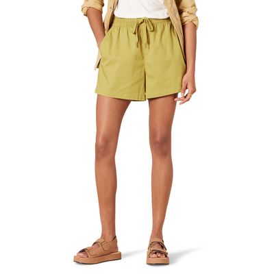 Amazon Essentials Women's Cotton Shorts Mid-Rise Pull-On, Relaxed-Fit, Dark Yellow, X-Small