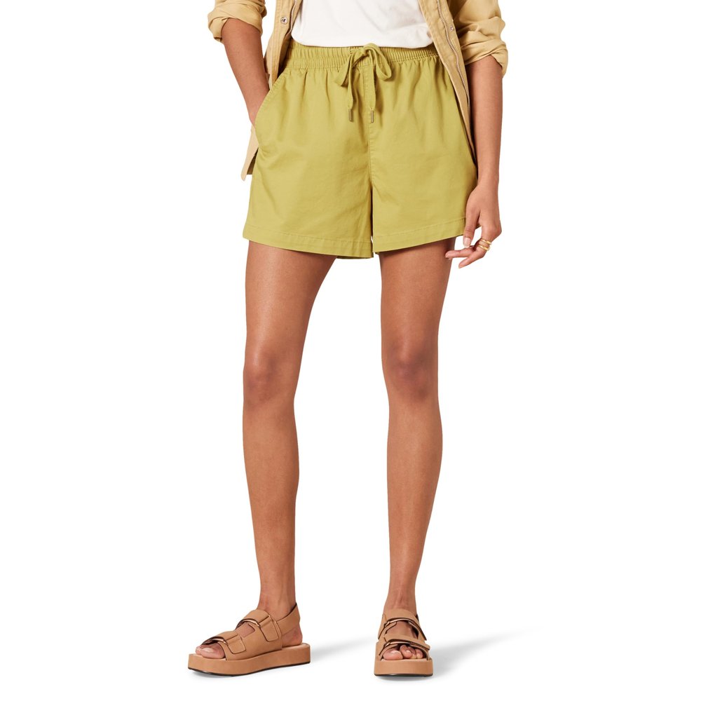 Amazon Essentials Women's Cotton Shorts Mid-Rise Pull-On, Relaxed-Fit, Dark Yellow, X-Small