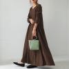 Vifucz Brown Womens Muslim Dress Abaya Long Sleeve Vneck Long Dresses Loose Cotton Soft Flare Islamic Cloth Dress for Women XL view 2