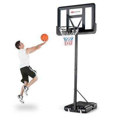 Goplus Portable Basketball Hoop Goal System, 4.25FT-10FT Height Adjustable, 44 Inch Shatterproof Backboard, 18" Basket Rim, Wheels, Fillable Base. Basketball Stand for Adults Indoor Outdoor