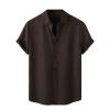 Ymosrh Mens Shirts, Shirts for Men Cool Shirts Black Short Sleeve Button Down Shirts Men's Spring Summer Casual Linen Solid Color Short Shirt Loose Turn-Down Collar Shirt Shirts Casual (L, Coffee) view 1