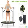 GYMAX Rebounder Trampoline for Adults, 40 Mini Exercise Trampoline with Height Adjustable Bar & Resistance Bands, 330lbs Foldable Workout Trampoline, Small Fitness Trampoline Indoor/Outdoor (Green) view 3
