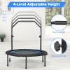 GYMAX Rebounder Trampoline for Adults, 40 Mini Exercise Trampoline with Height Adjustable Bar & Resistance Bands, 330lbs Foldable Workout Trampoline, Small Fitness Trampoline Indoor/Outdoor (Blue) view 2
