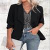 3/4 Length Sleeve Womens Blouse Leopard Print Chiffon Tops V Neck Loose Business Shirts Casual Work Tunic 2X Large,Black view 4