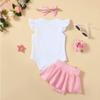 Aslaylme Baby Girl First Birthday Clothes 1st Birthday Outfit Infant Girl Floral Skirt Set (Pink,6-12 Months) view 3