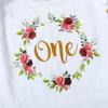 Aslaylme Baby Girl First Birthday Clothes 1st Birthday Outfit Infant Girl Floral Skirt Set (Pink,6-12 Months) view 4