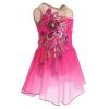 Ice Figure Skating Dress for Girls Sparkly Sequins Sheer Mesh Chiffon Ballet Dance Dress Ballerina Outfits Gymnastics Leotards for Girl with Dance Skirt Figure Skating Dress Rose Pink 3-4 Years view 4