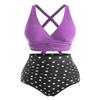 DRESSFO Women's High Waisted Bikini Sets Two Piece Padded Retro Vintage Tummy Control Swimsuit Gothic Bathing Suit view 1