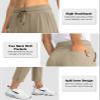 Soothfeel Women's Pants with 4 Pockets 7/8 Stretch High Waisted Sweatpants Travel Athletic Work Golf Pants for Women (Light Khaki, Small) view 4