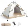 2/3/4 Person Instant Camping Tent with Carrying Bag,Easy Set Up Portable Dome Family Tent,Waterproof Lightweight Outdoor Tent for Backpacking, Hiking or Beach (Beige,3-4 People) view 1