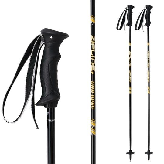 Zipline Lollipop 14.0 Graphite Carbon Composite Ski Poles Lightweight, Durable, All-Mountain Ergonomic Grip, Vibration Dampening (Obsidian, 46" in./117 cm)