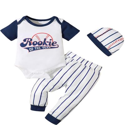 Aslaylme Baby Boy One Year Old Birthday Clothes First Birthday Outfit Infant Boy Sports Baseball Rookie Of the Year Bodysuit (White-rookie,18-24 Months)