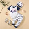 Aslaylme Baby Boy One Year Old Birthday Clothes First Birthday Outfit Infant Boy Sports Baseball Rookie Of the Year Bodysuit (White-rookie,18-24 Months) view 2