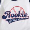 Aslaylme Baby Boy One Year Old Birthday Clothes First Birthday Outfit Infant Boy Sports Baseball Rookie Of the Year Bodysuit (White-rookie,18-24 Months) view 4