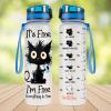 34HD Crazy Cat Water Bottle 32 oz Tritan Plastic, Its Fine Everything Is Fine Water Bottle, Funny Birthday Mothers Day Halloween Christmas Gifts for Pet Lovers Cat Mom Lady Women view 2