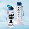 34HD Crazy Cat Water Bottle 32 oz Tritan Plastic, Its Fine Everything Is Fine Water Bottle, Funny Birthday Mothers Day Halloween Christmas Gifts for Pet Lovers Cat Mom Lady Women view 3