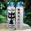 34HD Crazy Cat Water Bottle 32 oz Tritan Plastic, Its Fine Everything Is Fine Water Bottle, Funny Birthday Mothers Day Halloween Christmas Gifts for Pet Lovers Cat Mom Lady Women view 4