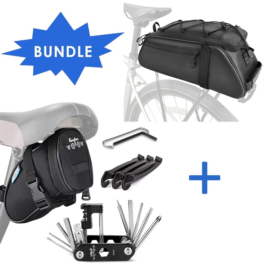 WOTOW Bike Repair Tool Kit + Bike Rack Bag 9.5L Waterproof