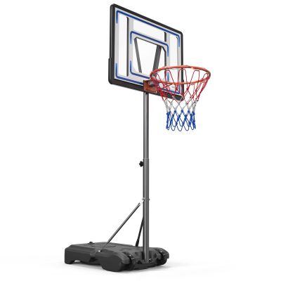 FCH Poolside Basketball Hoop, Adjustable Height 45"-53" Swimming Pool Basketball System with 32" X 23" PVC Backbord 2 Basketball Nets for Both Teens and Adults (Blk w/Hoop Light & Ball)