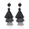 Boho Statement tassel earrings for women Clip On Drop Earrings feather earrings Non Piercing Jewelry for women dangling fringe earrings vacation beach earrings bride earrings bachelorette for women costume prom earrings jewelry (Grey Ombre) view 1