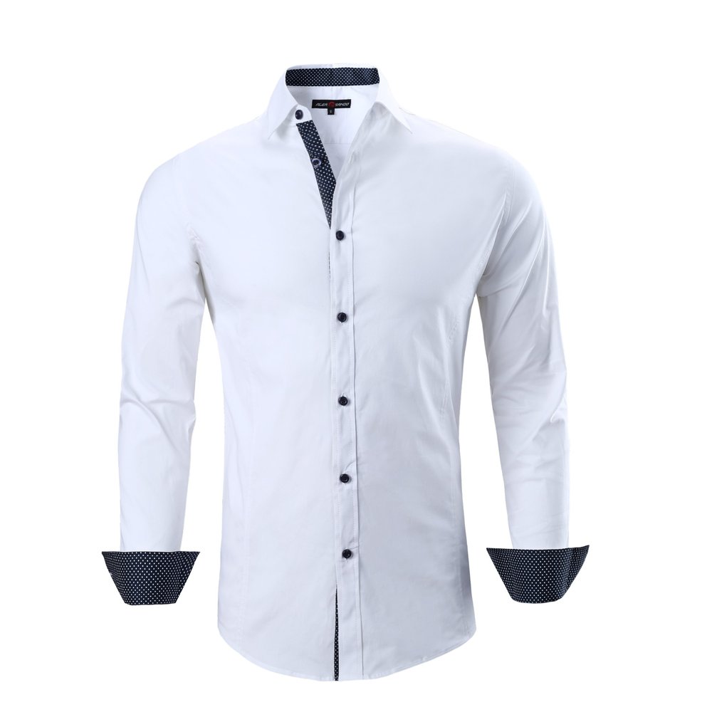 Alex Vando Mens Dress Shirts Regular Fit Long Sleeve Stretch Business Dress Shirts for Men,White,5X Large