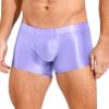 Agoky Men's Underwear Ice Silk Boxer Breathable Seamless Transparent Briefs Smooth Underpants Light Purple Medium view 2