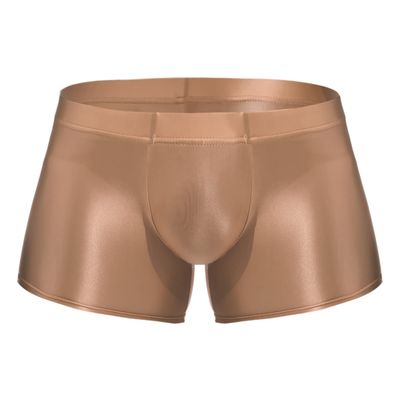 Agoky Men's Underwear Ice Silk Boxer Breathable Seamless Transparent Briefs Smooth Underpants Coffee Medium