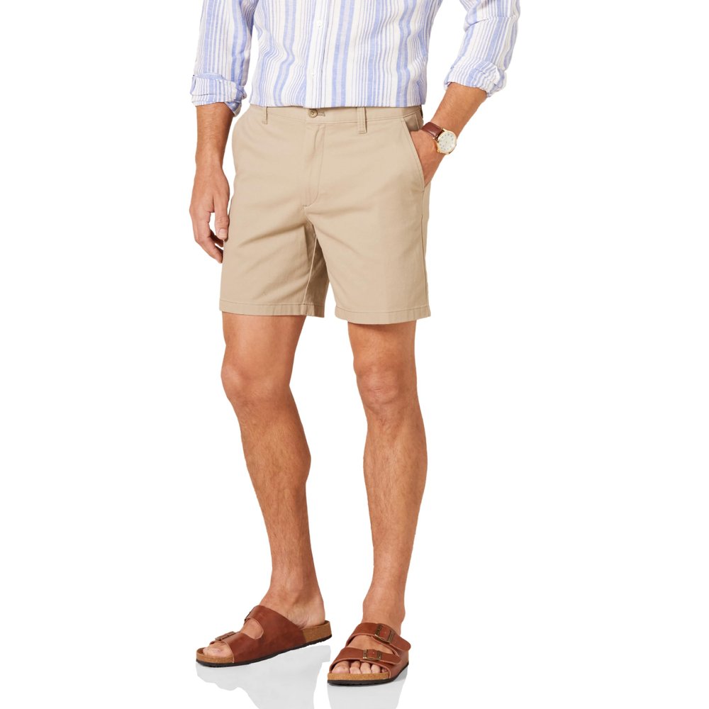Amazon Essentials Men's Slim-Fit 7" Stretch Chino Shorts, Tan, 36