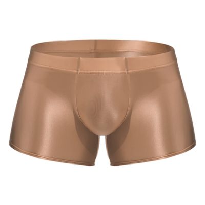 Freebily Men's Breathable Ice Silk Boxer Briefs Cool Elastic Nylon Trunk Transparent Stretch Panties Coffee X-Large