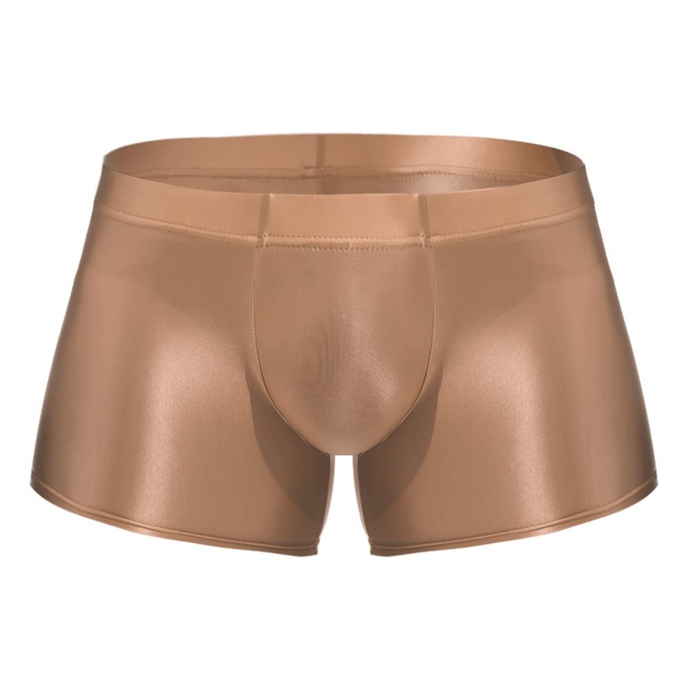 Freebily Men's Breathable Ice Silk Boxer Briefs Cool Elastic Nylon Trunk Transparent Stretch Panties Coffee X-Large