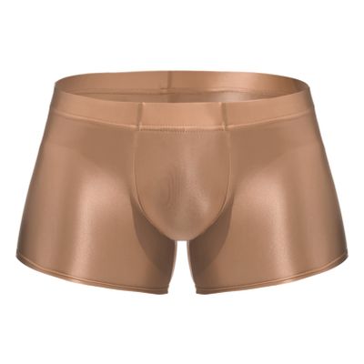 Agoky Men's Underwear Ice Silk Boxer Breathable Seamless Transparent Briefs Smooth Underpants Coffee Large