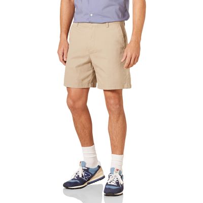 Amazon Essentials Men's Classic-Fit 7" Comfort Stretch Chino Shorts, Tan, 30