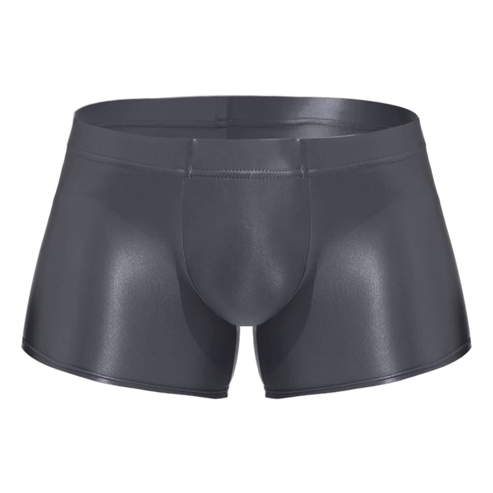 Agoky Men's Underwear Ice Silk Boxer Breathable Seamless Transparent Briefs Smooth Underpants Dark Grey Medium