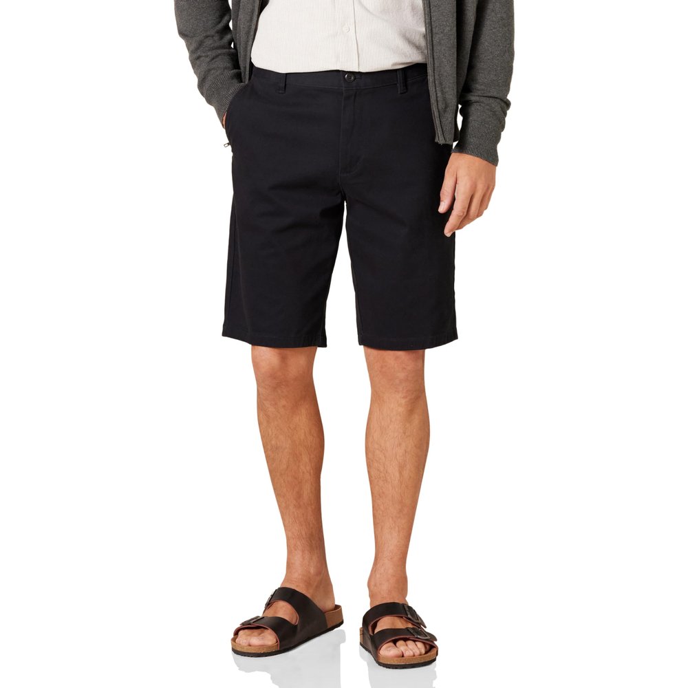 Amazon Essentials Men's Slim-Fit 11" Flat-Front Comfort Stretch Chino Shorts, Black, 42