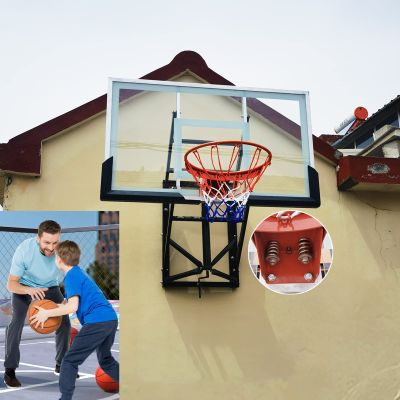 DAKAJA Basketball Hoops Wall Mounted 10 Ft Adjustable, Heavy Duty Basketball Hoops & Goals, Universal Backboard Set for Outdoor Garden Driveway