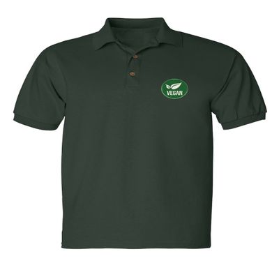 ALLNTRENDS Vegan Logo Embroidered Men's Polo Shirt (as1, Alpha, x_l, Regular, Regular, Forest Green)