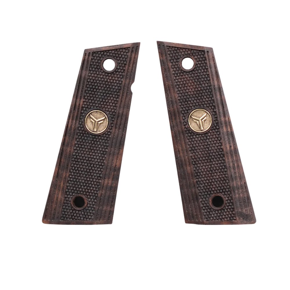 Tactical Mak Grips Girsan 1911 Grip Black Gun Grips Natural Wood Grip 3D Texture with German Silver Carving Perfect for Your Holster Weapon Speed and Accuracy and Design (Vari 6)