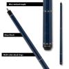 Action VAL33 Value Series Pool Cue - 58" Cue - Hard Maple Shaft with 13mm Boar Skin Tip - Blue and Black with White, Grey and Red Diamond Rings, 18oz view 3