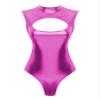 Linjinx Women's Sleeveless Turtleneck Gymnastics Dance Leotard One Piece Shiny Metallic Bodysuits Hot Pink X-Large view 4