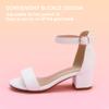 Hehainom Girls White Heels Sandals Size 1 Ankle Strap Dress Shoes Toddler Little Big Kid Flower Girl Wedding Party Pumps Shoes view 4