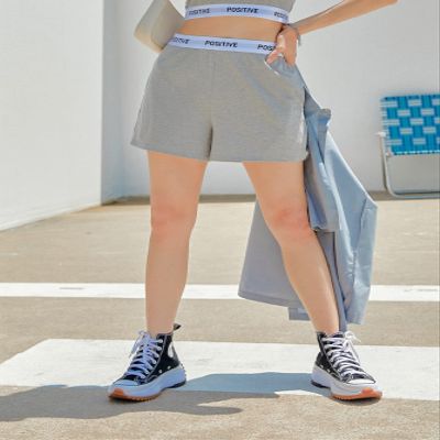 AMDMG Shorts for Women Letter Tape Waist Track Shorts (Color : Gray, Size : X-Large)