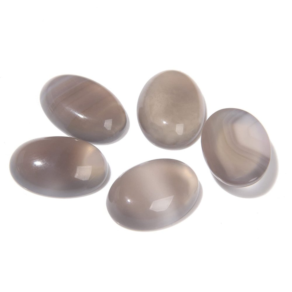 10Pcs/Lot Natural Stone Cabochon Beads Agates Oval Cabochon Stone Bead DIY Rings Handmade Gifts,6.Grey Agates,8x10mm