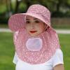 Women Wide Brim Bucket Hat Summer Adjustable Sun Hats Outdoor Travel Hiking Fisherman Cap with Lanyard (Red, One Size) view 2