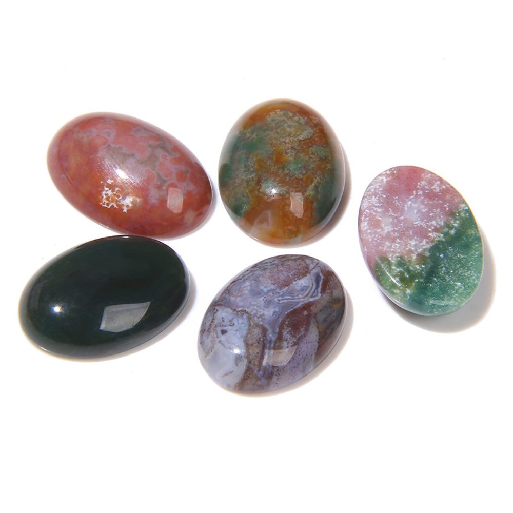 10Pcs/Lot Natural Stone Cabochon Beads Agates Oval Cabochon Stone Bead DIY Rings Handmade Gifts,8.Indian Agates,18x25mm