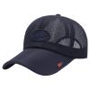 Men Women Letter Embroidery Baseball Cap Mesh Breathable Sun Hats Unisex Summer Solid Color Tennis Cap (Navy, One Size) view 1