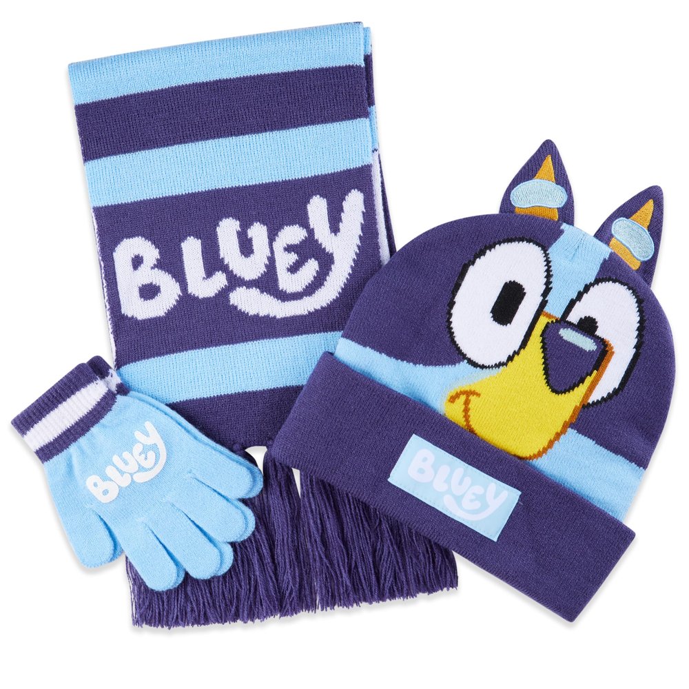 Bluey Girls Hat and Gloves Set - Kids Winter Accessories with Beanie & Scarf Options