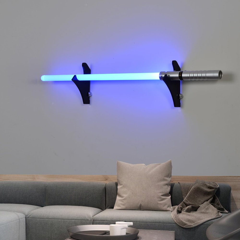 BYTOTU Lightsaber Holder Wall Mount-Lightsaber Stand Wall Display-(Black)-Lightsaber Wall Mount Horizontal-Lightsaber Placement Display-Pixel Saber Mount for Wall-Plexiglass - (Swords Not Included)
