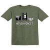 Never Forget Cassette Tape VHS Gamer Funny T Shirt S Heather Military view 1